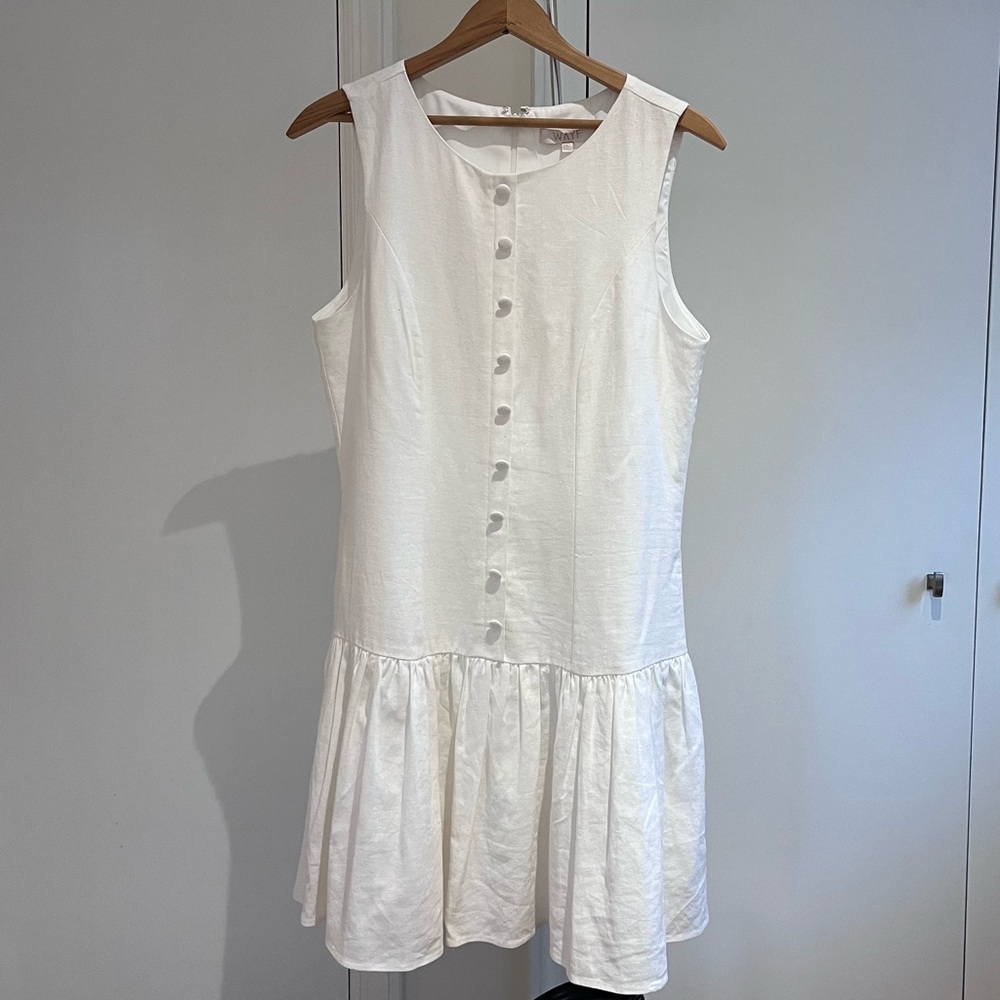 Wayf White Sleeveless Button-Down Dress Bridal Graduation